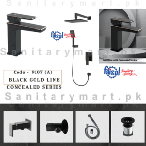 Faisal Sanitary Complete Black Gold Line with Concealed Series Set code 9107 (A)