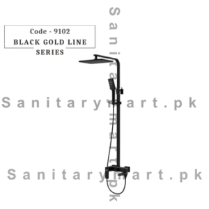 Faisal Sanitary Black Gold Line Wall Shower With Hand Shower code 9102