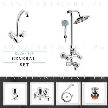 Idrees Sanitary Complete Bath Set GENERAL SET 4-KNOBS Code 111