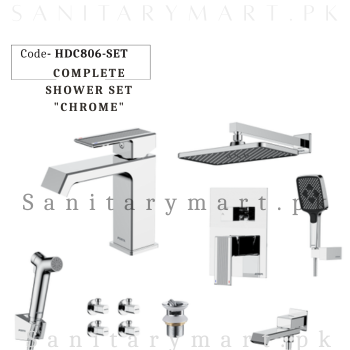 Porta Concealed Complete Bath BRUSHED CHROME SET Code HDC806-SET