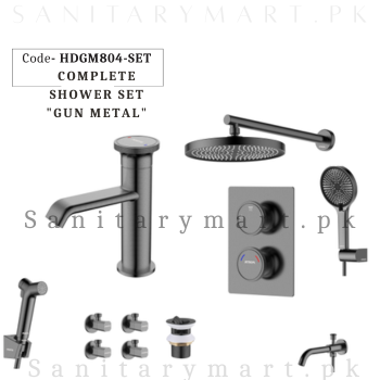 Porta Concealed Complete Bath GUN METAL SET Code HDGM804-SET