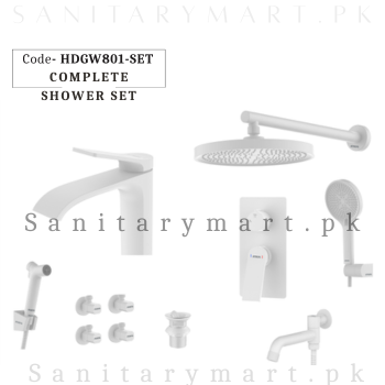 Porta Concealed Complete Bath GLOSSY WHITE SET Code HDGW801-SET