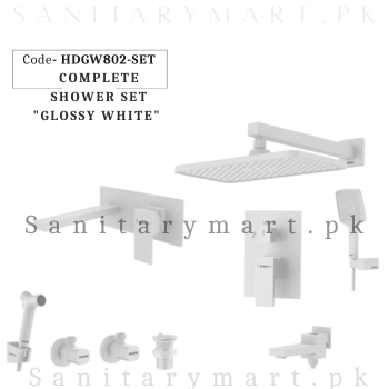 Porta Concealed Complete Bath GLOSSY WHITE SET Code HDGW802-SET