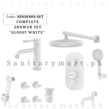 Porta Concealed Complete Bath GLOSSY WHITE SET Code HDGW803-SET