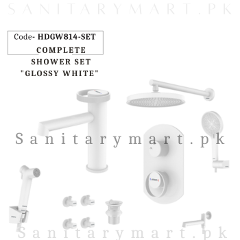 Porta Concealed Complete Bath GLOSSY WHITE SET Code HDGW814-SET