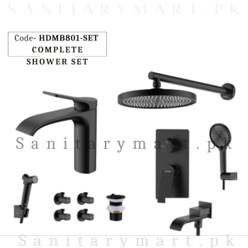 Porta Concealed Complete Bath MATT BLACK SET Code HDMB801-SET
