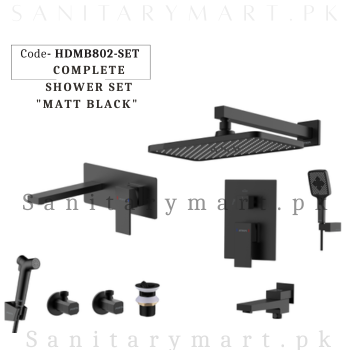 Porta Concealed Complete Bath MATT BLACK SET Code HDMB802-SET