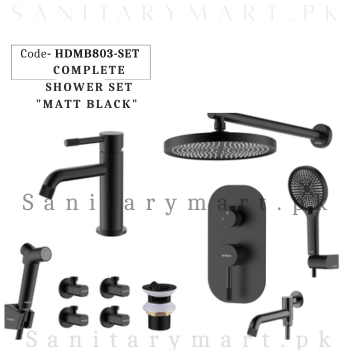 Porta Concealed Complete Bath MATT BLACK SET Code HDMB803-SET