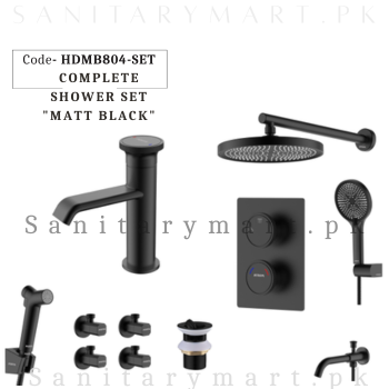 Porta Concealed Complete Bath MATT BLACK SET Code HDMB804-SET