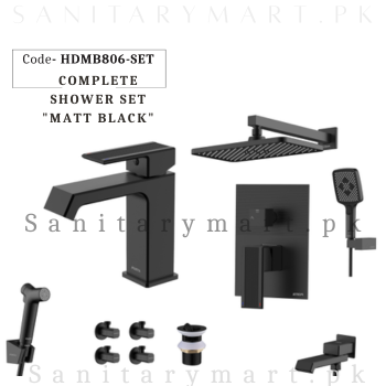 Porta Concealed Complete Bath MATT BLACK SET Code HDMB806-SET
