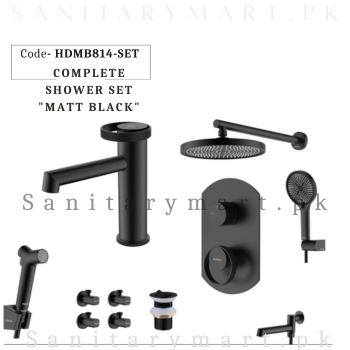 Porta Concealed Complete Bath MATT BLACK SET Code HDMB814-SET