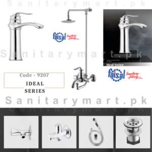Faisal Sanitary Fittings Complete Ideal Series Single Lever Bath Set code 9207 Complete 8 Pieces