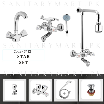 Idrees Sanitary Complete Bath Set STAR SET 2-KNOBS Code 3412