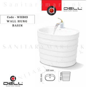 DELL WHB03 WALL HUNG BASIN Code dellwallhungwhb03 Dell Sanitary ware