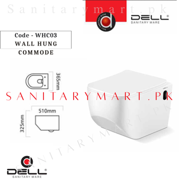 DELL WHC03 RIMLESS WALL HUNG COMMODE Code dellwallhungwhc03 Dell Sanitary ware