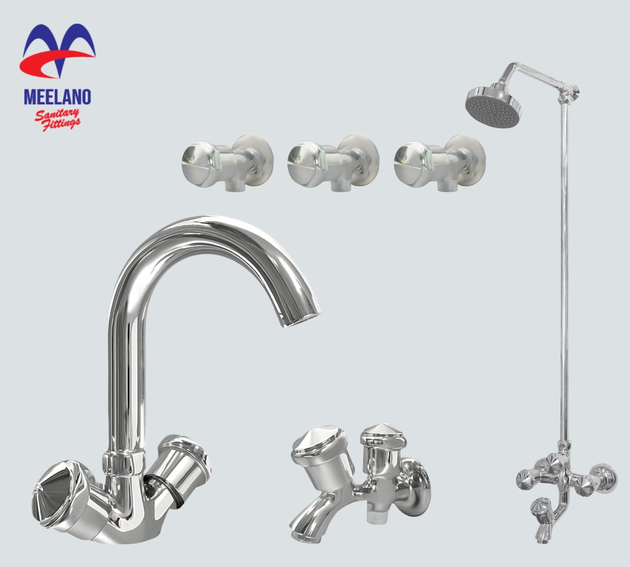Meelano Diamond 4 knob Complete Bath Set Sanitary Mart