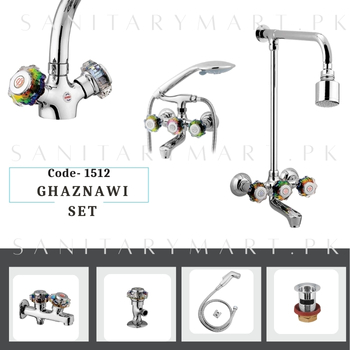 Idrees Sanitary Complete Bath Set GHAZNAWI SET 2-KNOBS Code 1512