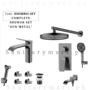 Porta Concealed Complete Bath BRUSHED-GUN MATEL SET Code HDGM801-SET