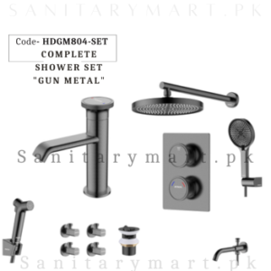 Porta Concealed Complete Bath GUN METAL SET Code HDGM804-SET