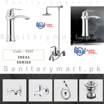 Faisal Sanitary Fittings Complete Ideal Series Single Lever Bath Set code 9207 Complete 8 Pieces